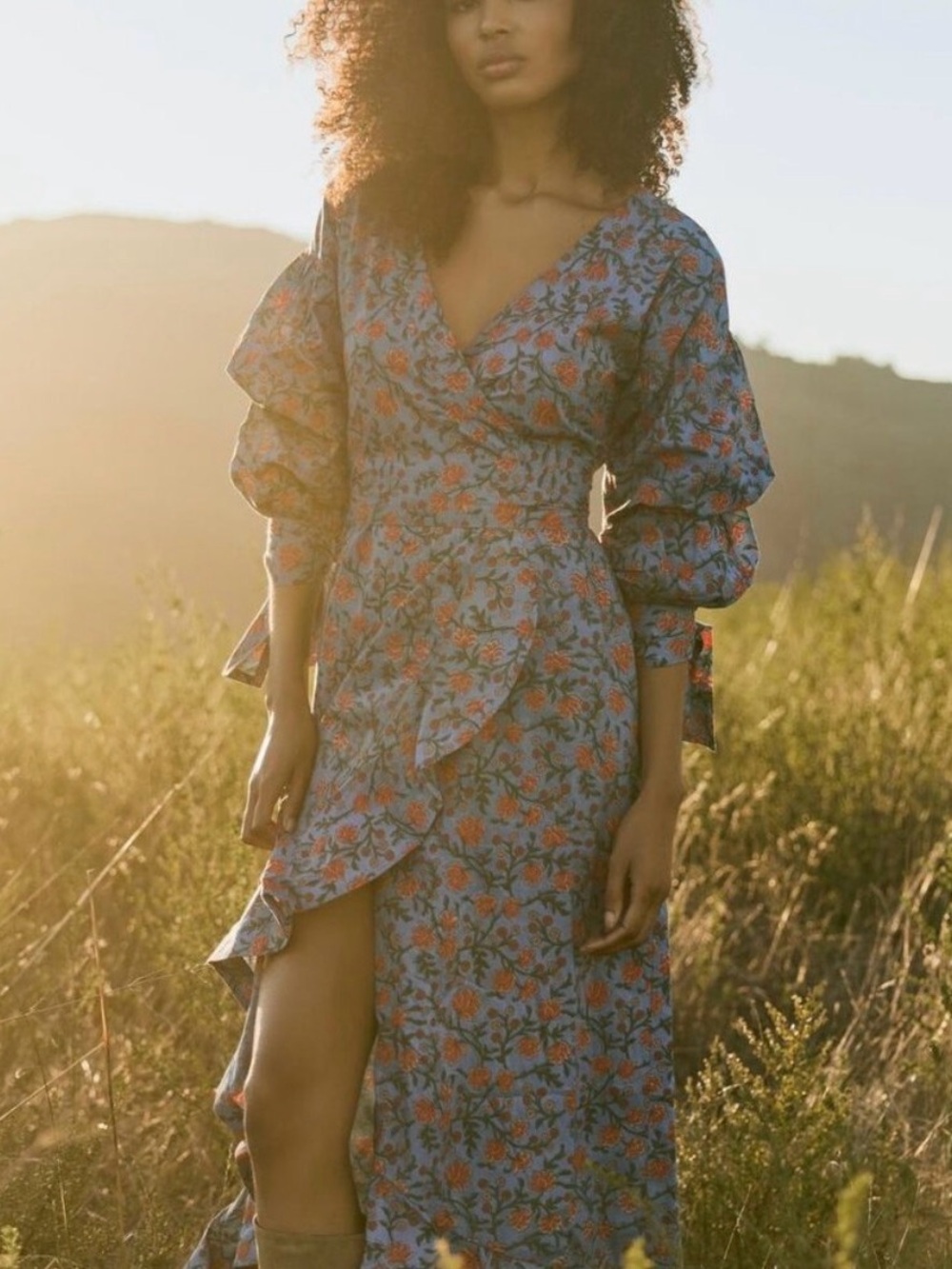 EDDY Ellen Ruffled Floral Wrap Dress XL NWT